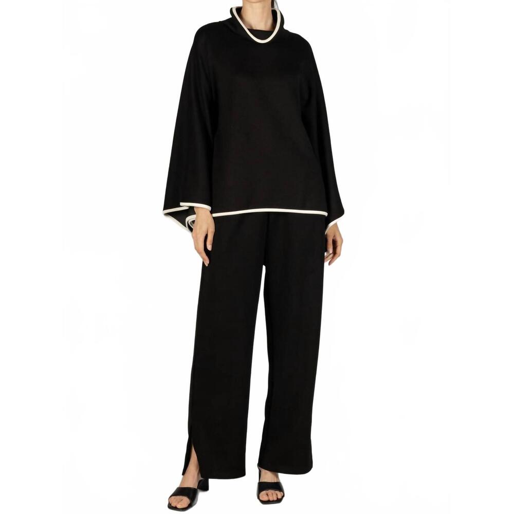 NEW P.CILL evelyn cowl neck poncho top in black